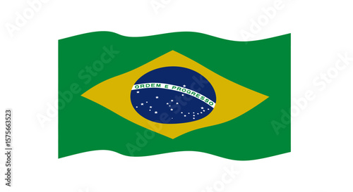 Waving flag of Brazil with white background