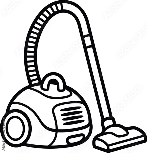Simple Line Art Illustration of a Vacuum Cleaner