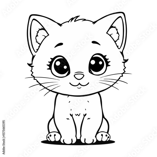 cute kitten sketch vector illustration isolated on white background ai generated