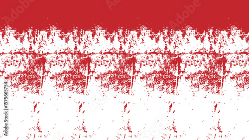 Abstract red grunge texture background featuring a repeating horizontal splatter and distressed stain pattern