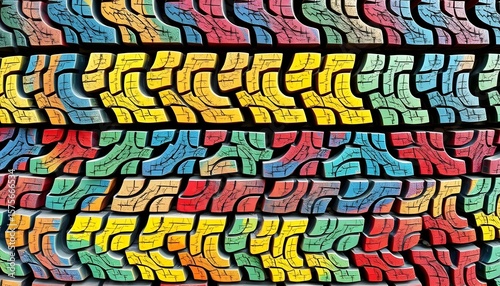 Wallpaper Mural Tire tread patterns automotive workshop photography colorful design close-up view abstract art Torontodigital.ca