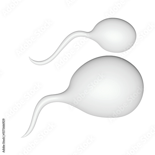 3D illustration of normal and abnormal spermatozoa, showcasing reproductive cells for fertility and genetic concepts