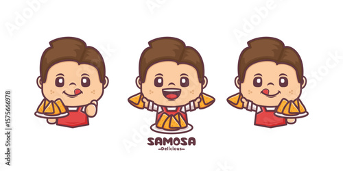 male cartoon character with samosa