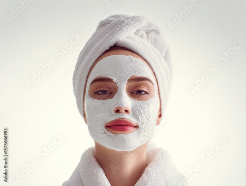 Young Woman Receiving a Facial Mask - Beauty Salon Skincare