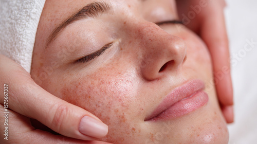 Young Woman Receiving Laser Facial Treatment - Post-Treatment Redness