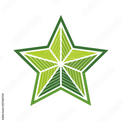 Green star geometric design modern vector art decoration on black background