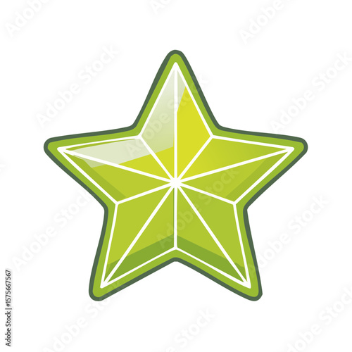 Stylized Green Star Shape Design Element Isolated on Black Background