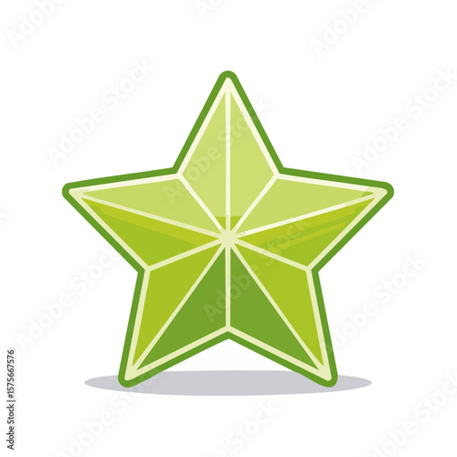 Stylized Green Star Illustration Symbol of Achievement or Holiday Decor