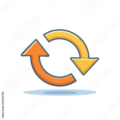 Circular Arrows with Orange and Yellow Indicate Process, Refresh, or Recycle on Dark Background