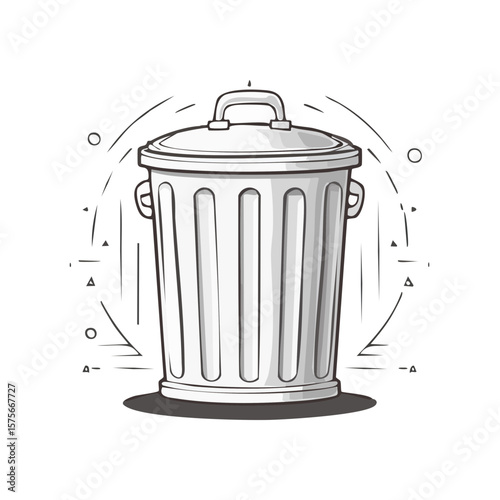 Trash Can Vector Illustration with Lid on Black Background for Waste Disposal