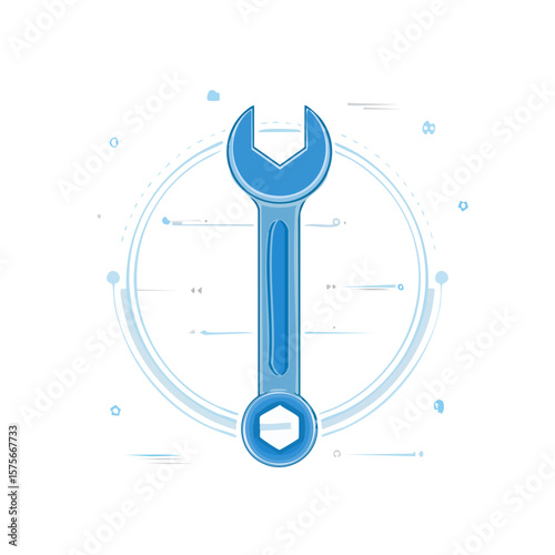 Wrench illustration on black background. Service, maintenance, engineering concept.
