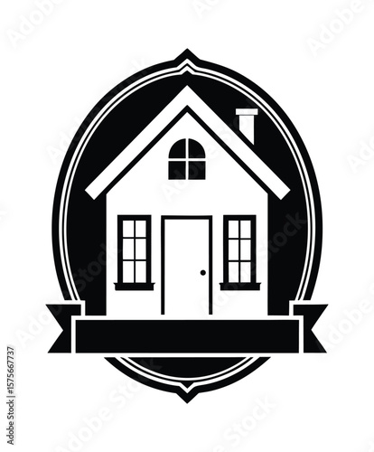 House icon silhouette, home silhouette design, real estate symbol, black and white house illustration