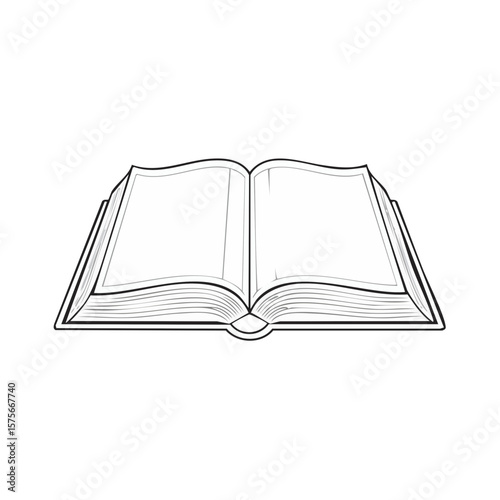 Open book with blank pages on black background, reading education studying literature