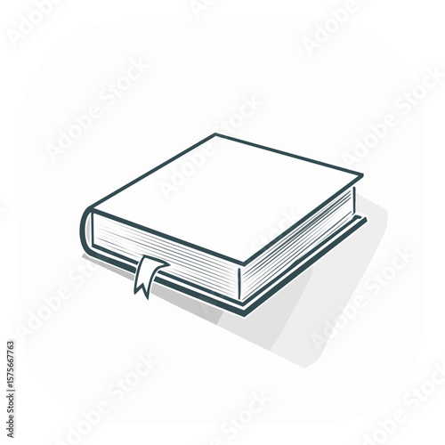 Stylized book with bookmark. Concept of knowledge, reading, education. Vector art illustration. Stationery, study, learn. Simple design.