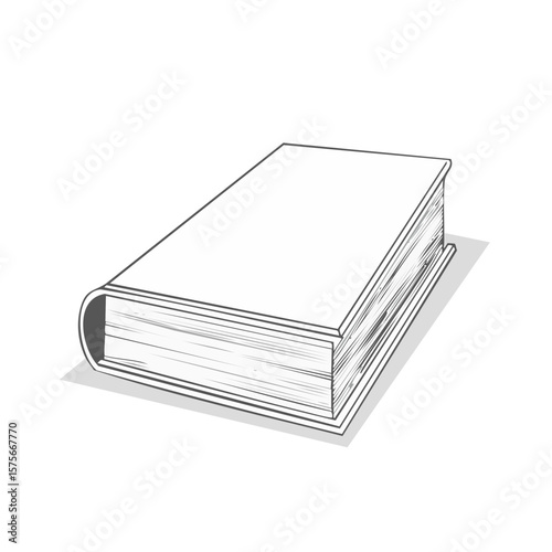 Closed Book Illustration with Blank Cover on Black Background