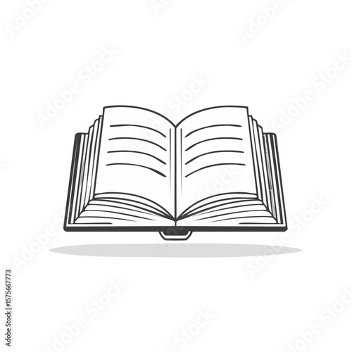 Open book flat design illustration with shadow. Learning, reading, education symbol and concept.