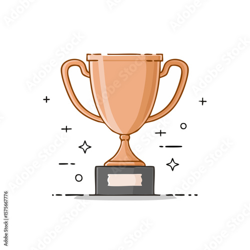 Illustration of a Bronze Trophy on a Dark Background Symbolizing Victory and Achievement Celebration