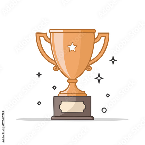 Golden trophy cup illustration for victory achievement competition success prize award