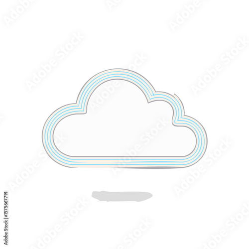 Cloud Icon with Shadow on Black Background Simple Design