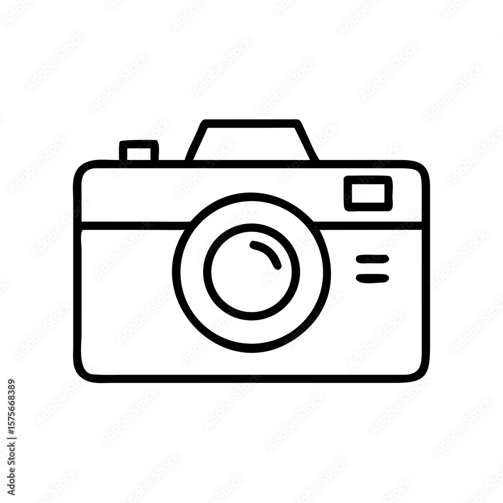 Camera icon in minimalist black line art design Camera icon in minimalist black line art design