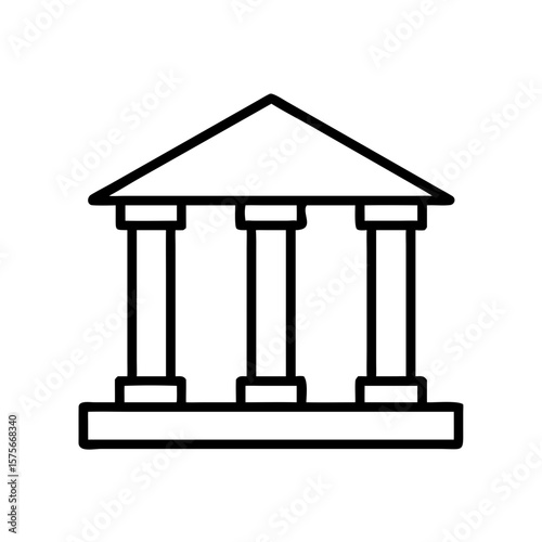Bank building icon in minimalist outline style on white background  
