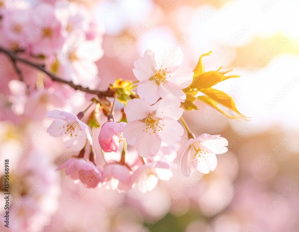 Obraz premium Delicate cherry blossoms in sunlight