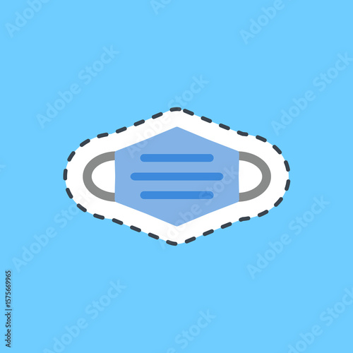 Cutting line sticker mask. Health and medical ecements.