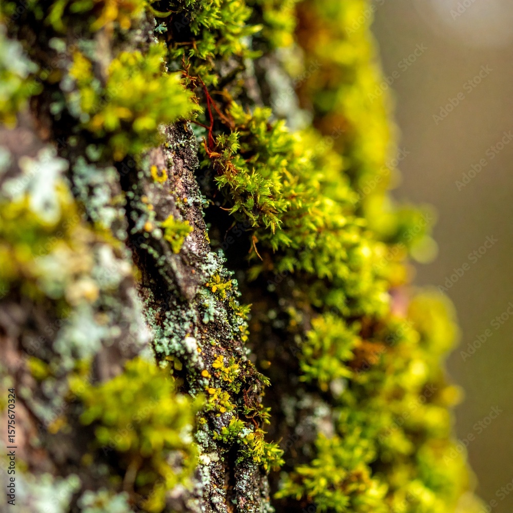 Obraz premium Green Moss and Bark Texture