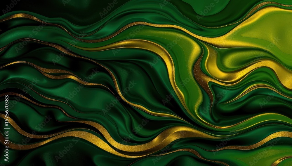 Fototapeta premium Abstract green and gold swirling pattern (2)