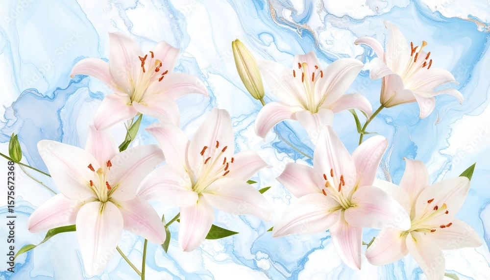 Fototapeta premium Delicate Lilies on Abstract Background
