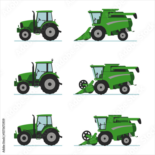 green tractor set vector