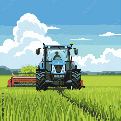 tractor in field vector