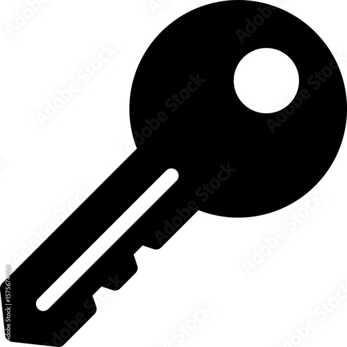 A black silhouette of a house key, representing access, security, and unlocking potential for various uses and opportunities