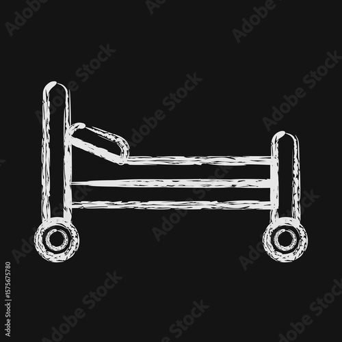 Icon bed. Medical elements. Icon in chalk style.