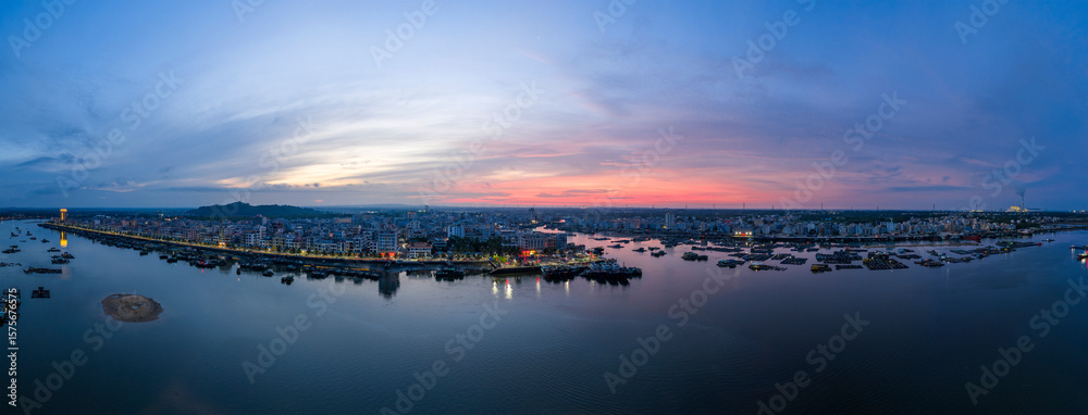 Fototapeta premium Wushi Town at Dawn, Leizhou