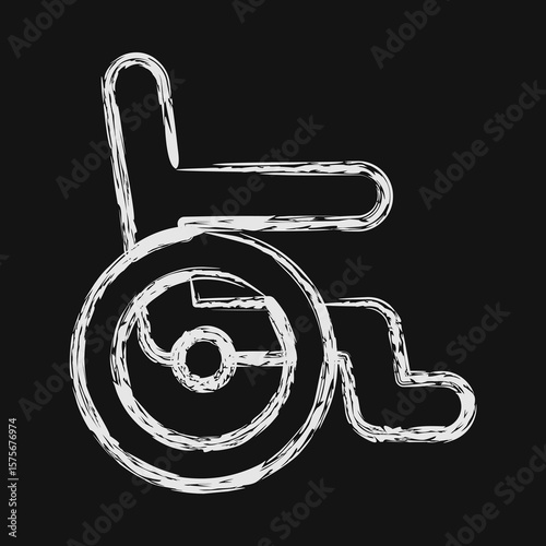 Icon wheel chair. Medical elements. Icon in chalk style.
