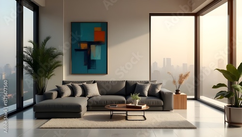 Contemporary Interior Design with Sofa in Living Room
