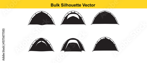 Bulk Silhouette Vector of Various Camping Tents in Black and White