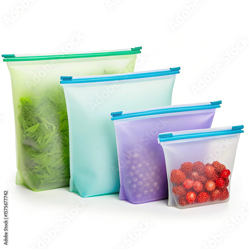 Reusable silicone food storage bags set
