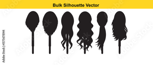 Bulk Silhouette Vector: Various Hairstyles, Black Hair, Vector Graphics, Design