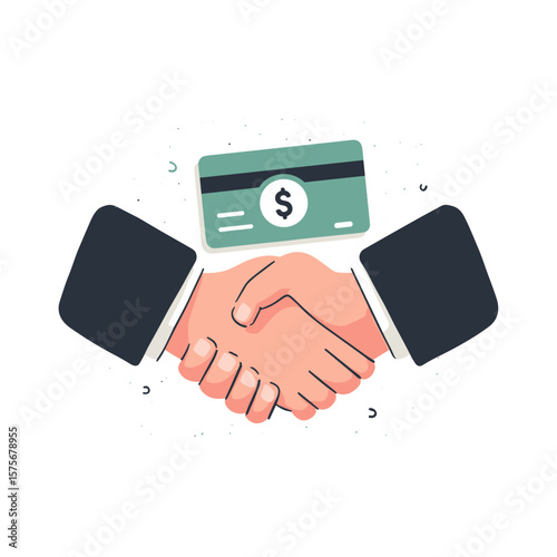 Handshake Partnership Agreement for Financial Transactions, Vector Illustration
