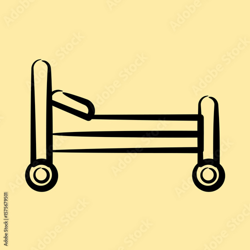 Icon bed. Medical elements. Icon in hand drawn style.