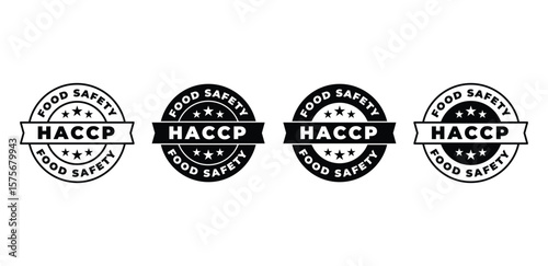 Food Safety Certified HACCP Icons Set Black and White Circle Seals Vector Design