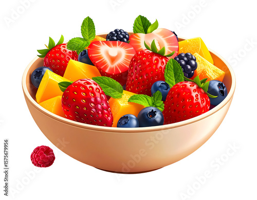 Bowl with fresh and colorful fruit salad