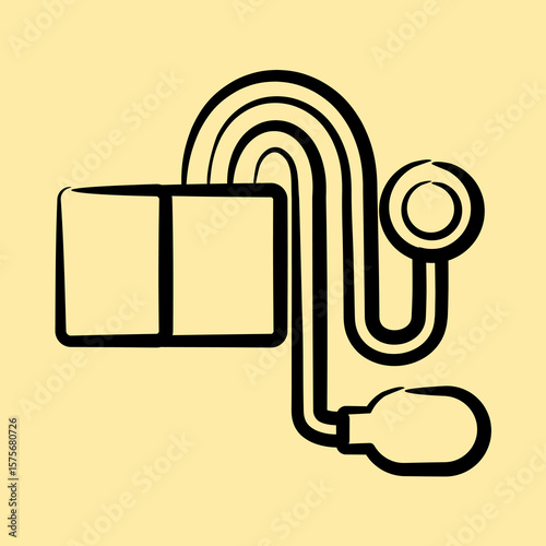 Icon tensimeter. Medical elements. Icon in hand drawn style.