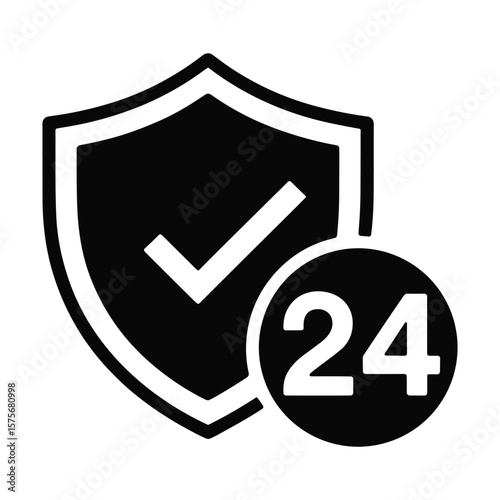 24/7 Protection Secure Shield Icon, Guaranteed Safety and Security