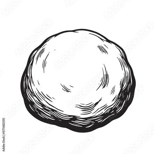 Round dough ball, perfect for baking, isolated on transparent background. Dough ball awaits further preparation, ready for rolling and shaping.