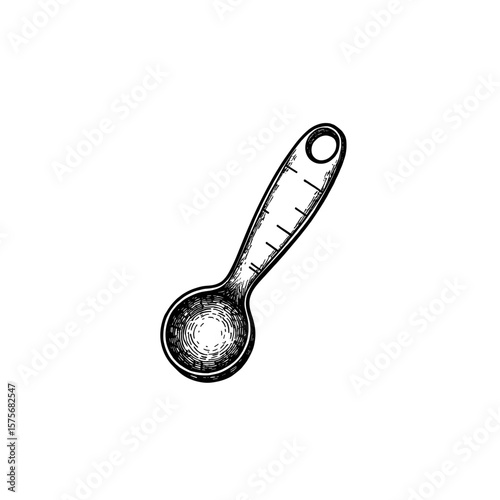 Measuring spoons on transparent background, isolated kitchen utensil illustration for culinary needs. Measuring spoons show culinary precision, with detailed engravings.