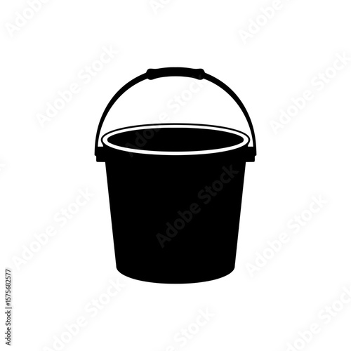 Plastic bucket silhouette vector flat illustration design. 