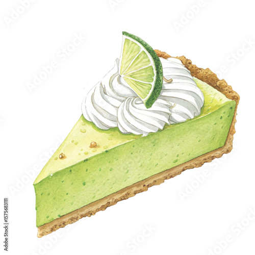 One Cake Slice Clipart Watercolor 
